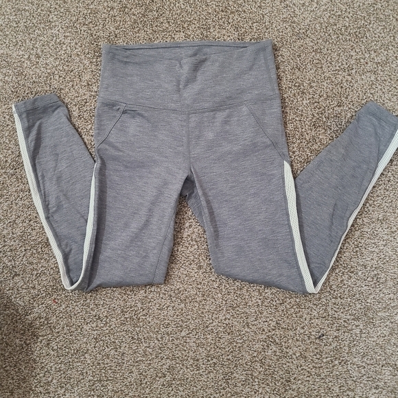 Athleta Chaturanga Striped Mesh Side Athletic Leggings - Picture 3 of 6